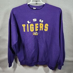 Vintage LSU‎ Louisiana State Tigers Sweatshirt Mens XL Purple Gold NCAA Football